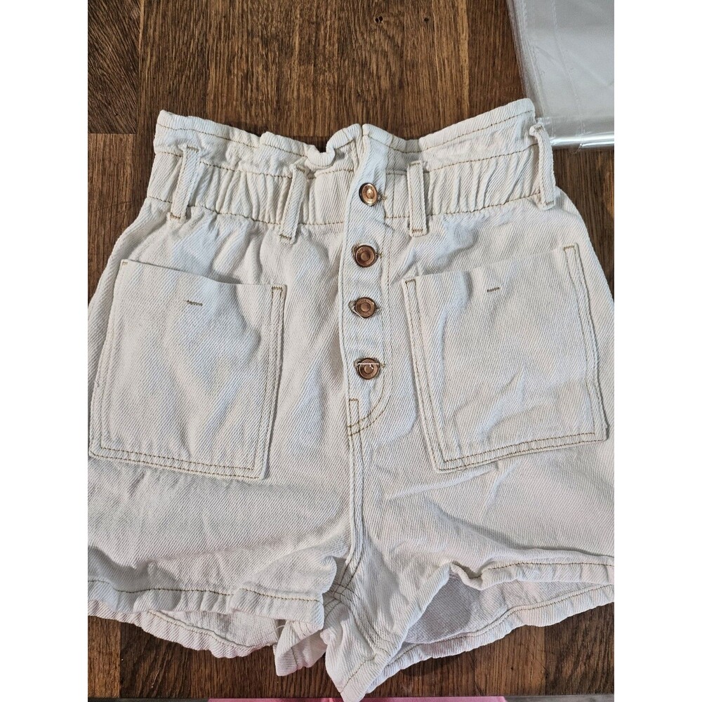 Zara Shorts Paper bag  Corset Waist Button Fly High Rise Cottage Y2K White Sz4